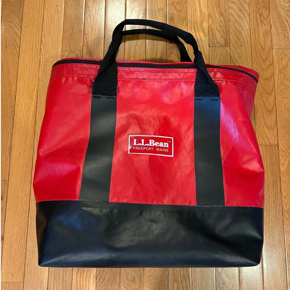 Rare Vintage L.L.Bean Red Waterproof Tote Bag Zip Top Large colab Seattle Sports